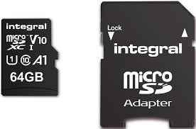 Integral 64GB High Speed microSDHC/XC V10 UHS-I U1+adapter