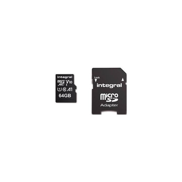 Integral 64GB High Speed microSDHC/XC V10 UHS-I U1+adapter