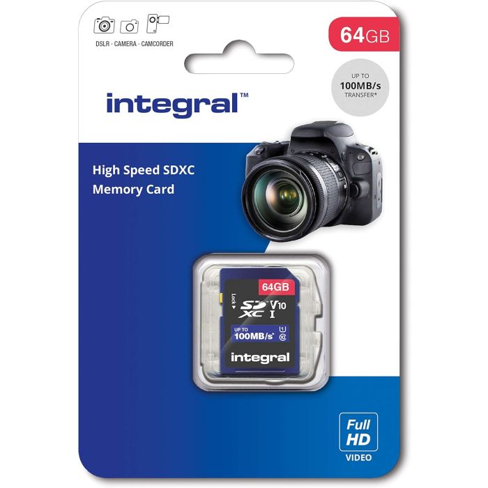 Integral 64GB SD Card High Speed Memory SDXC Up To 100MB/S V10 UHS U1