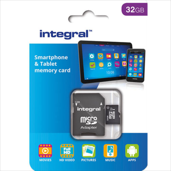INTEGRAL 32GB SMARTPHONE & TABLET MICRO SDHC class10 UHS-I U1 90MB/s SPOMINSKA KARTICA+ SD ADAPTER