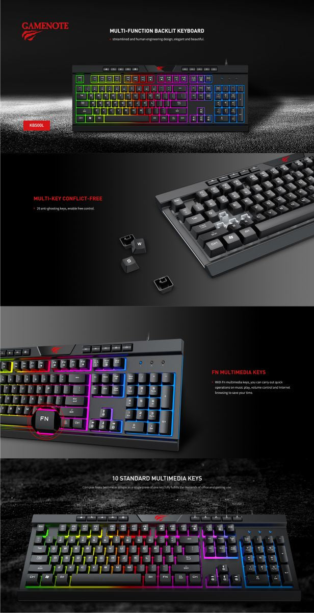 HAVIT Gamenote USB tipkovnica HV-KB500L / SLO