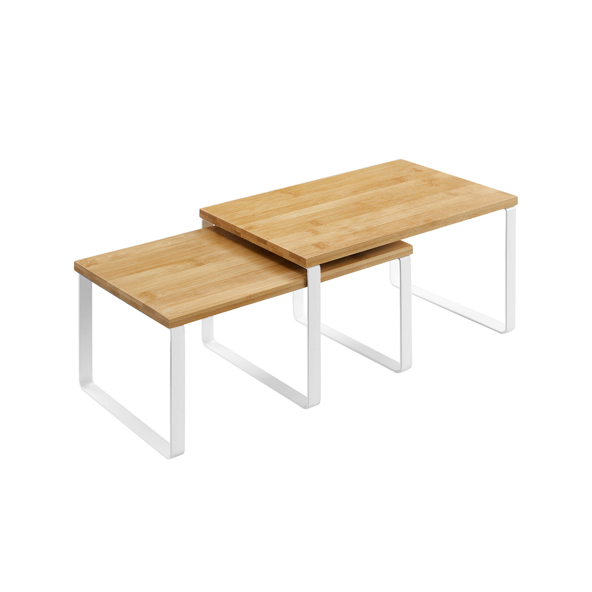 SONGMICS 2x organizator polic bela bambu, KCS02NW