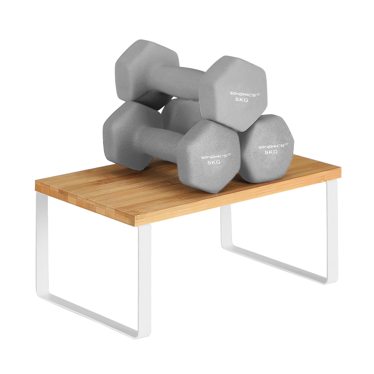 SONGMICS 2x organizator polic bela bambu, KCS02NW