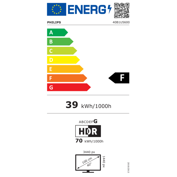 Philips 40B1U5600 40" IPS WQHD 120Hz USB-C PD monitor