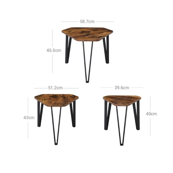 VASAGLE Rustikalni set mizic, rustikalno rjava