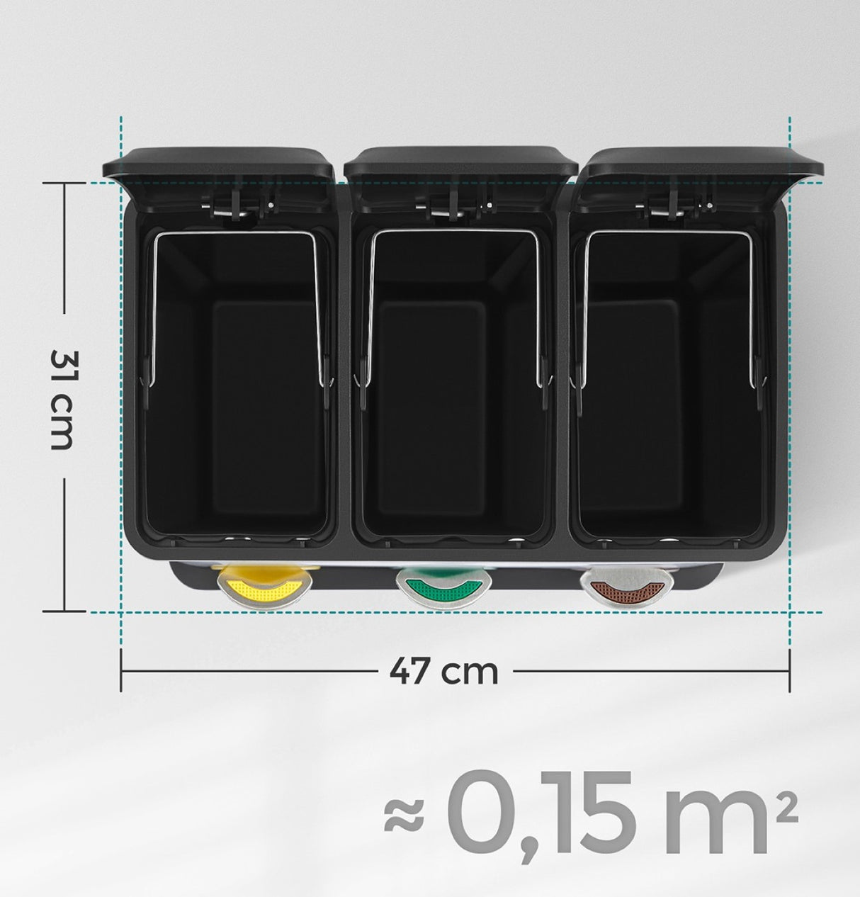 SONGMICS koš za recikliranje, 3-v-1 koš s pedalom