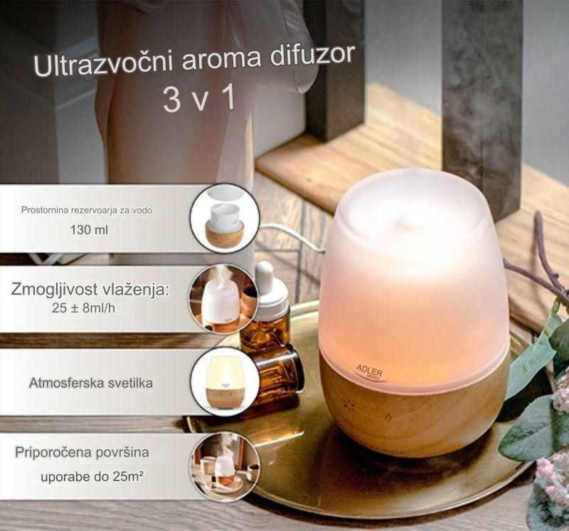 Adler Ultrazvočni aroma difuzor 3v1 7967