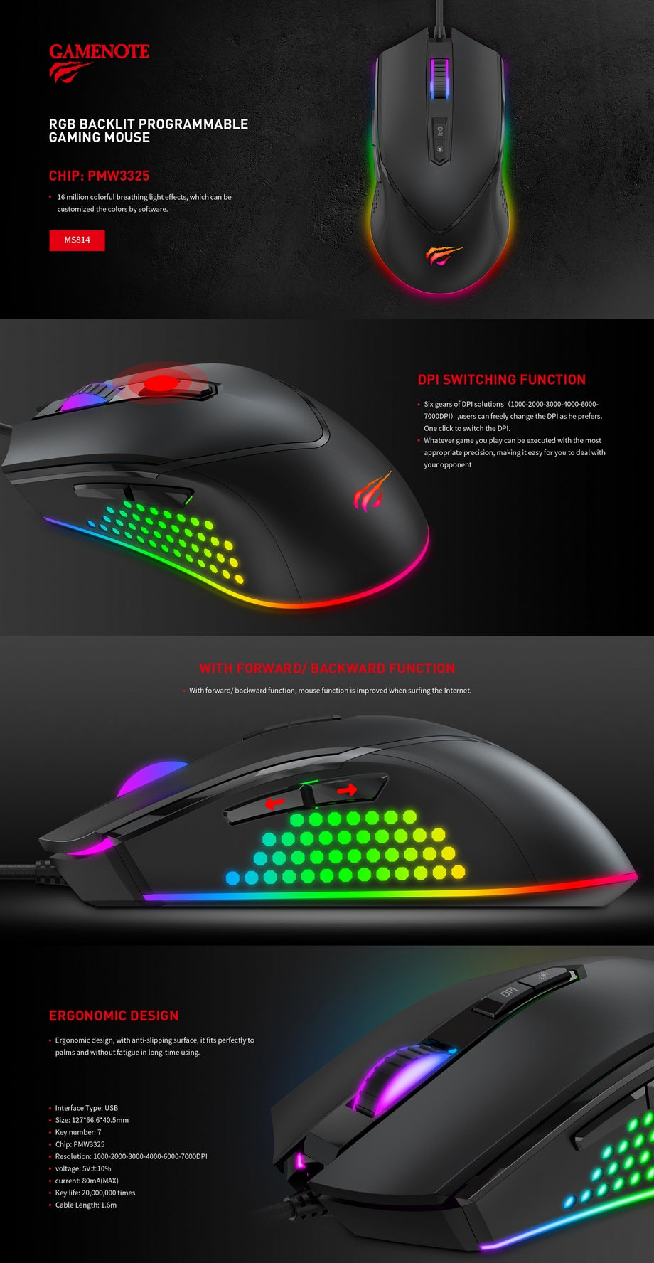 HAVIT Gamenote USB optična miška HV-MS814