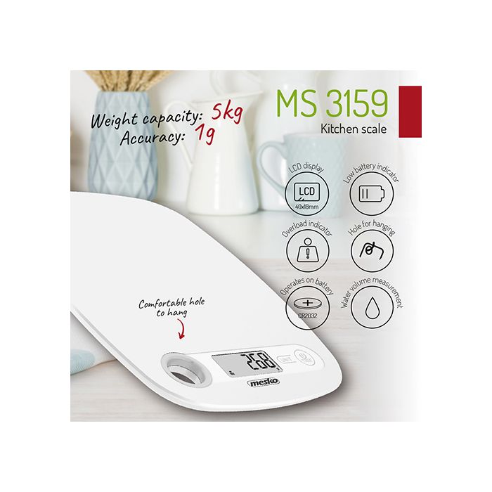 Mesko zmogljiva kuhinjska tehtnica MS3159 bela