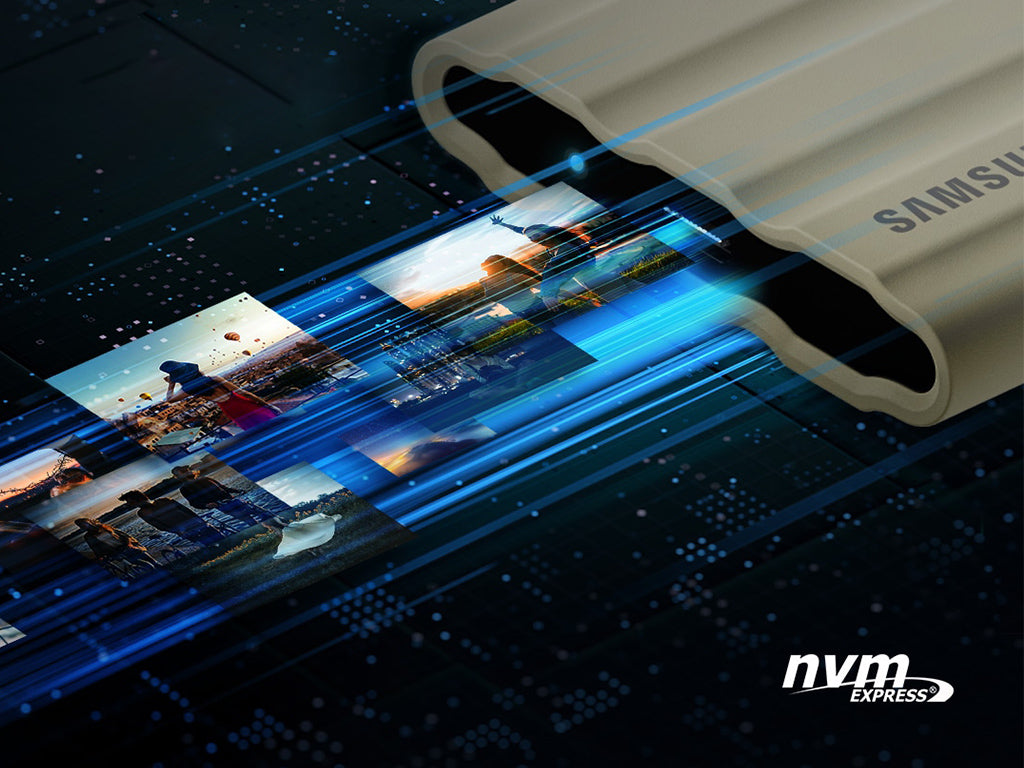 Samsung T7 Zunanji SSD 1TB Type-C USB 3.2 Gen2 NVMe, IP65, Shield, bež