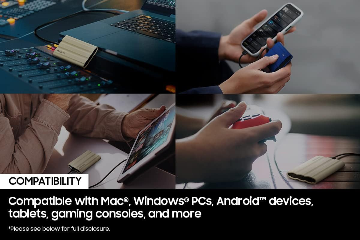 Samsung zunanji SSD 4TB Type-C USB 3.2 Gen2 NVMe, IP65, T7 Shield