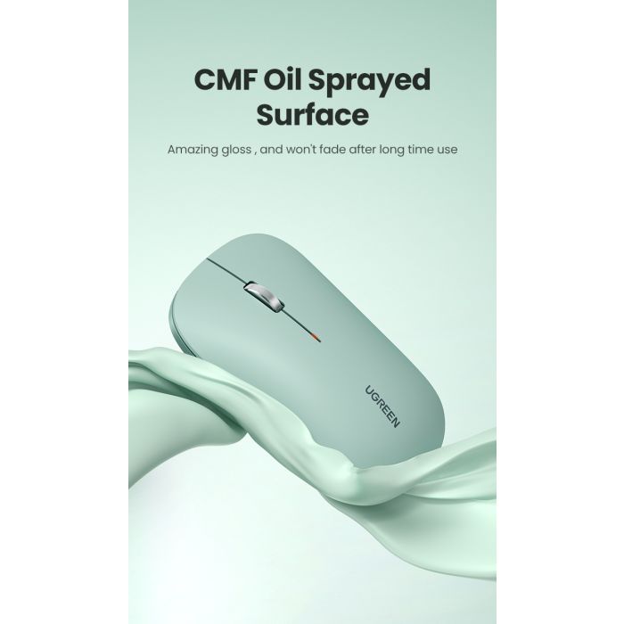 Ugreen brezžična tiha, tanka in lahka miška 2.4GHz, 400DPI zelena - box