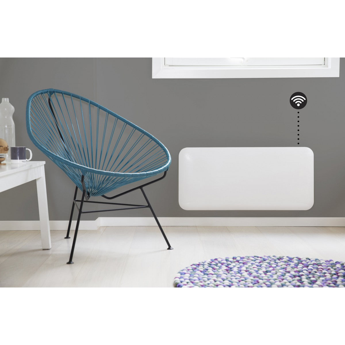 MILL panelni konvekcijski radiator Wi-Fi 1500W bel jeklo PA1500WIFI3