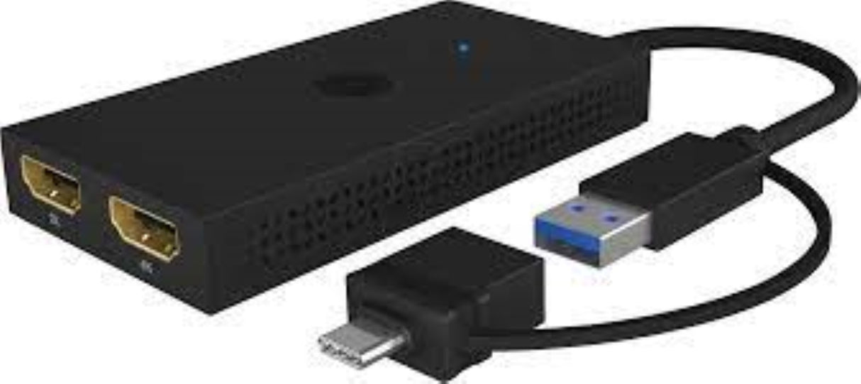 Icybox IB-SPL1029AC USB-C/A na dvojni HDMI razdelilnik (2k@60Hz/4k@30Hz)