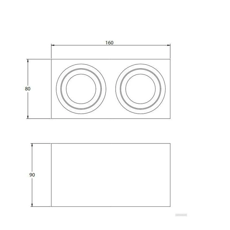 GTV stropna svetilka AVEIRO DUO BIS 2xGU10 oglata, črna