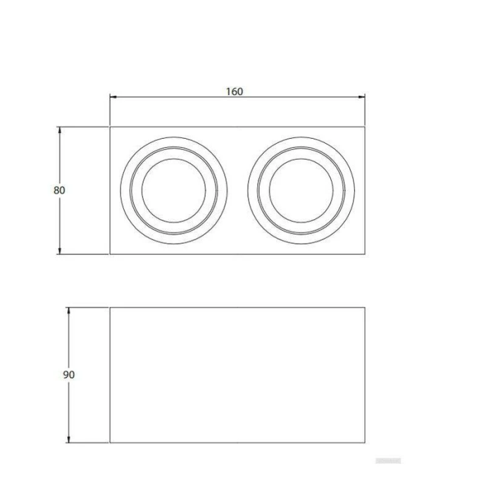 GTV stropna svetilka AVEIRO DUO BIS 2xGU10 oglata, črna