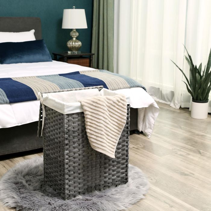 SONGMICS Košara za perilo Ratan 90L siva, LCB51WG