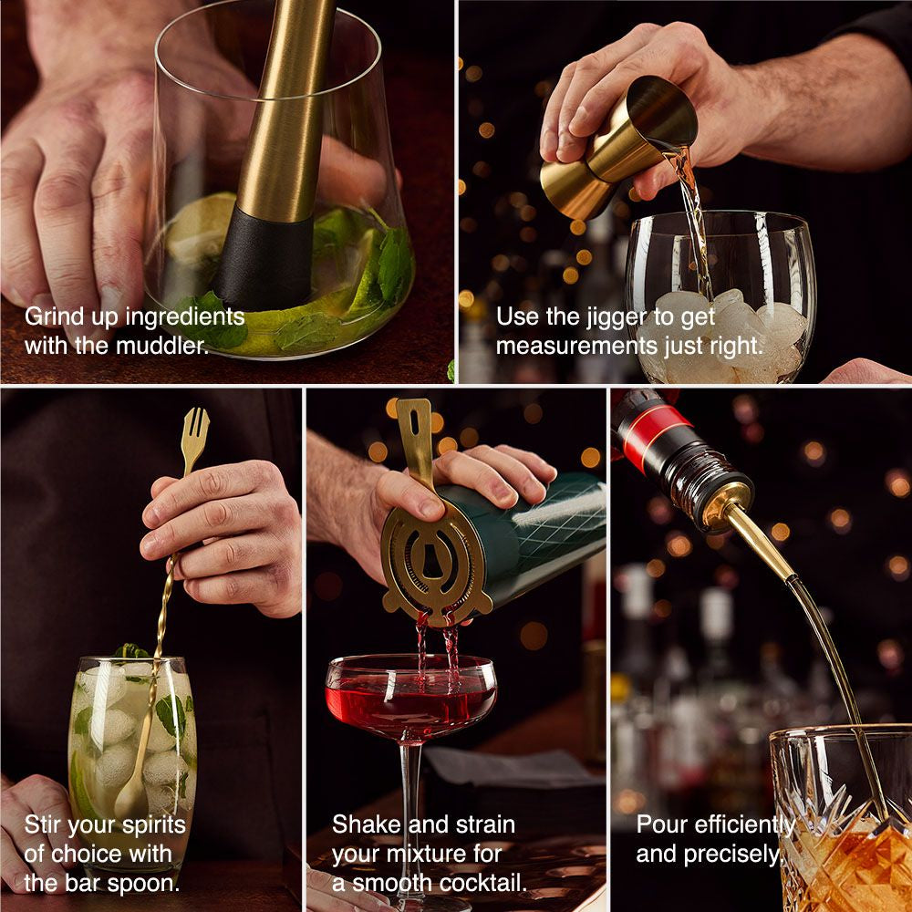 VONSHEF Parisian Green & Gold koktajl set 6 kosov 1000445