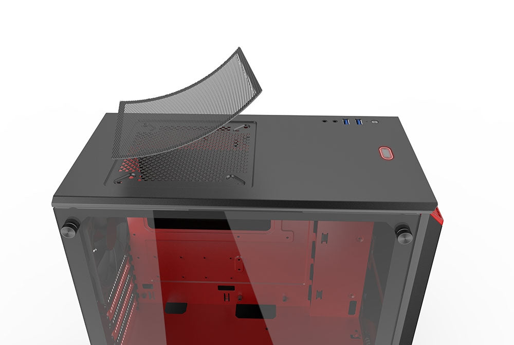 PHANTEKS ECLIPSE P300 TEMPERED GLASS USB3 ATX črno/rdeče ohišje