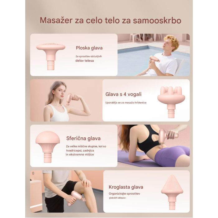 TAOTRONICS Masažna mini pištola roza