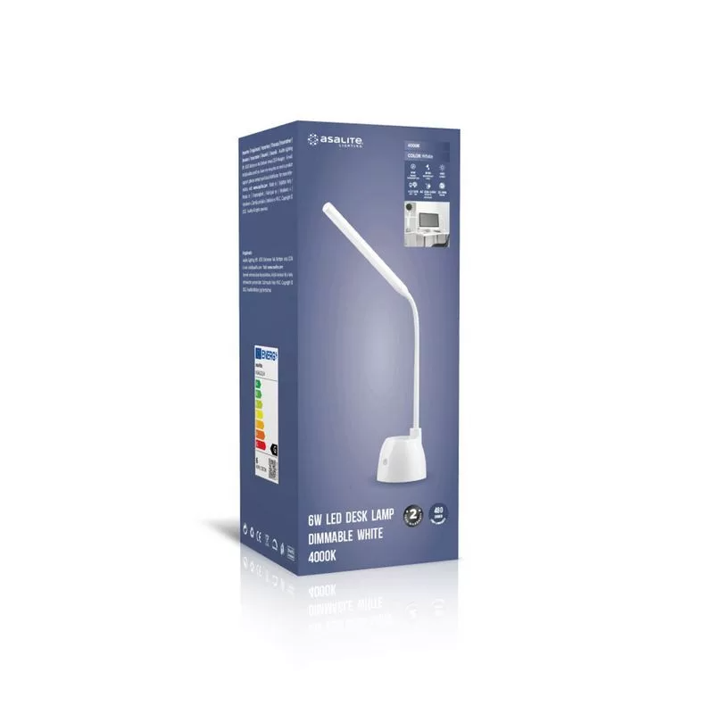 ASALITE namizna svetilka 6W, 4000K, 480lm, bela, dimer