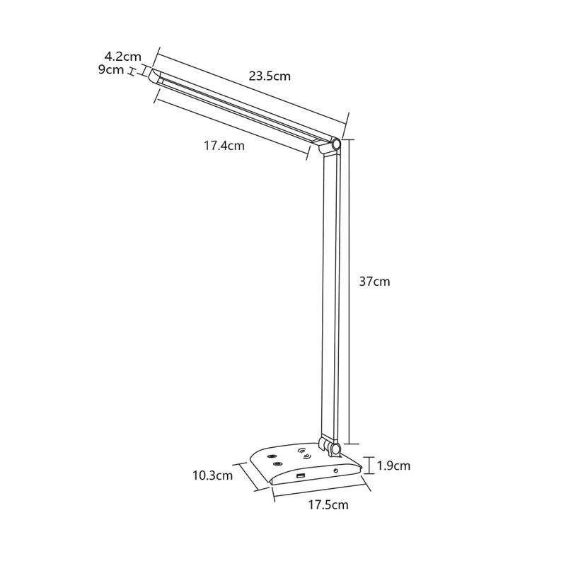 ASALITE namizna LED svetilka z zatemnitvijo 7W 450lm CCT brezžična USB, črna