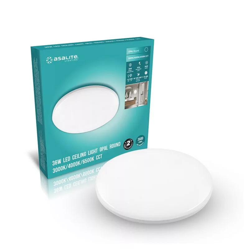 ASALITE stropna LED 36W 3000K/4000K/6500K, CCT, 3600lm, IP54