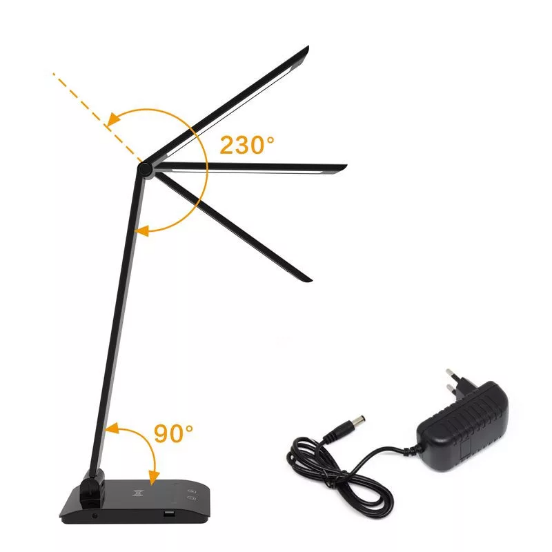 ASALITE namizna LED svetilka z zatemnitvijo 7W 450lm CCT brezžična USB, srebrna