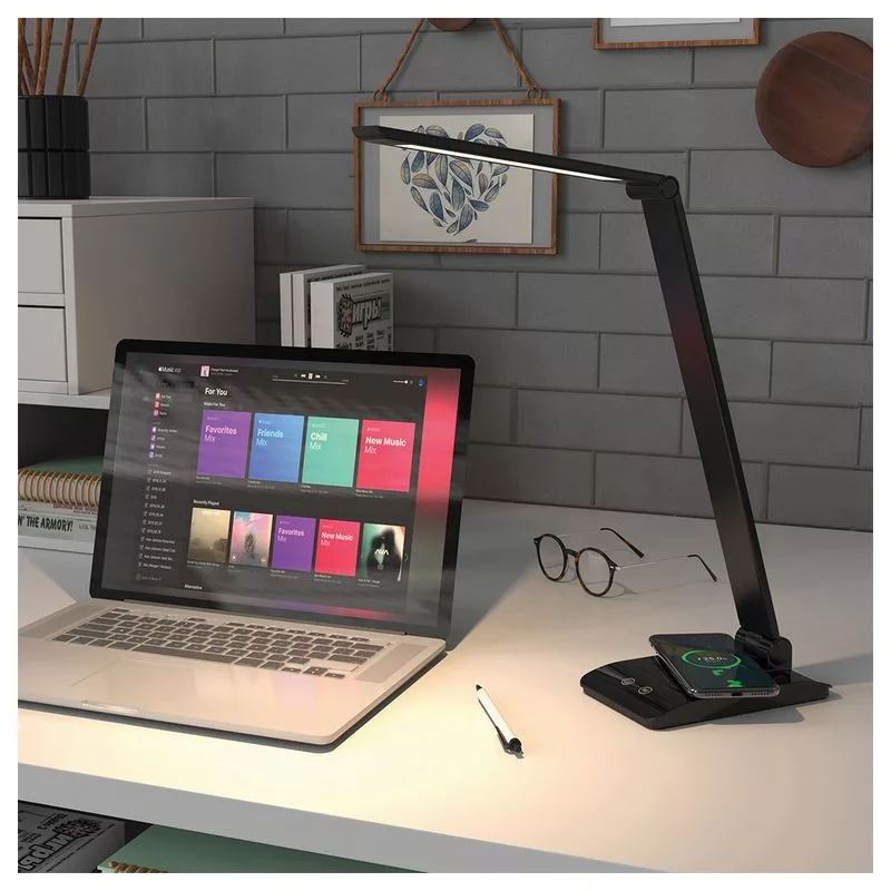 ASALITE namizna LED svetilka z zatemnitvijo 7W 450lm CCT brezžična USB, srebrna