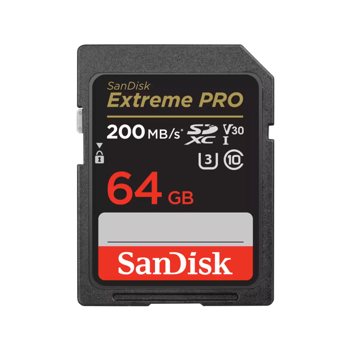SANDISK EXTREME PRO 64GB SD, 200MB/s