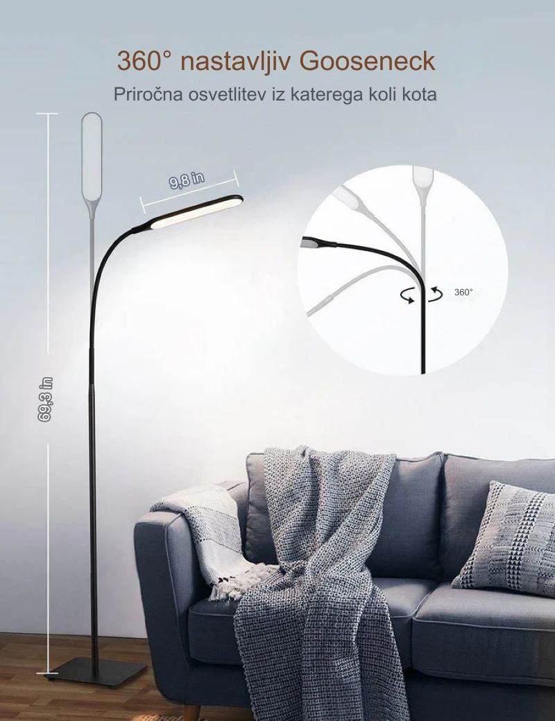 TaoTronics LED kovinska talna svetilka 72, visoka 176cm - DL072 črna