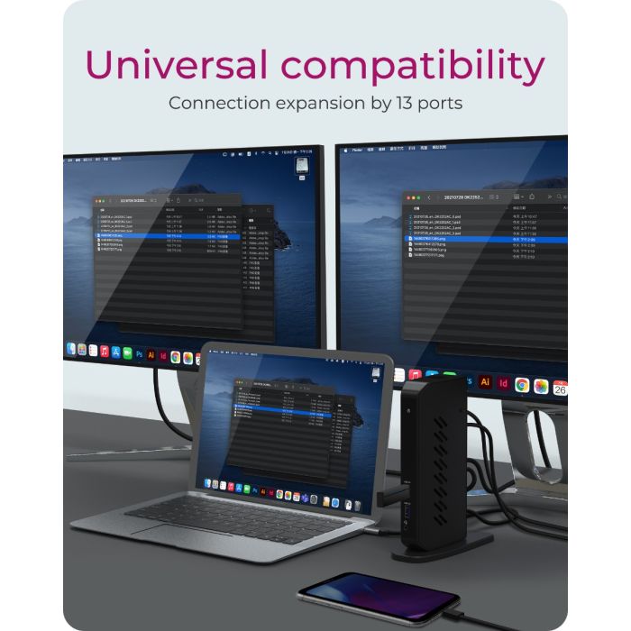 Icybox IB-DK2252AC 12-in-1 USB-C/A priklopna postaja z DisplayLink