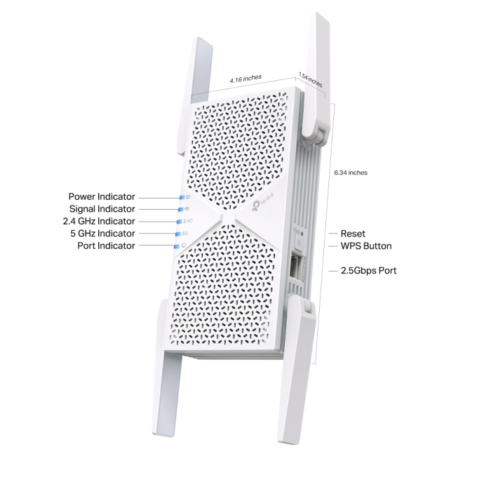 TP-LINK RE405BE BE6500 dvopasovni Wi-Fi 7 extender ojačevalnik signala