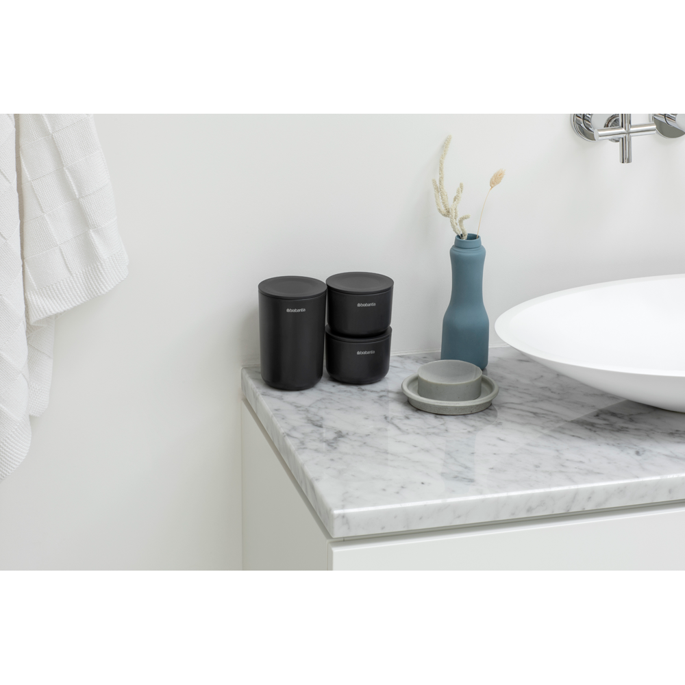 Brabantia set 3 lončkov za kopalnico siv