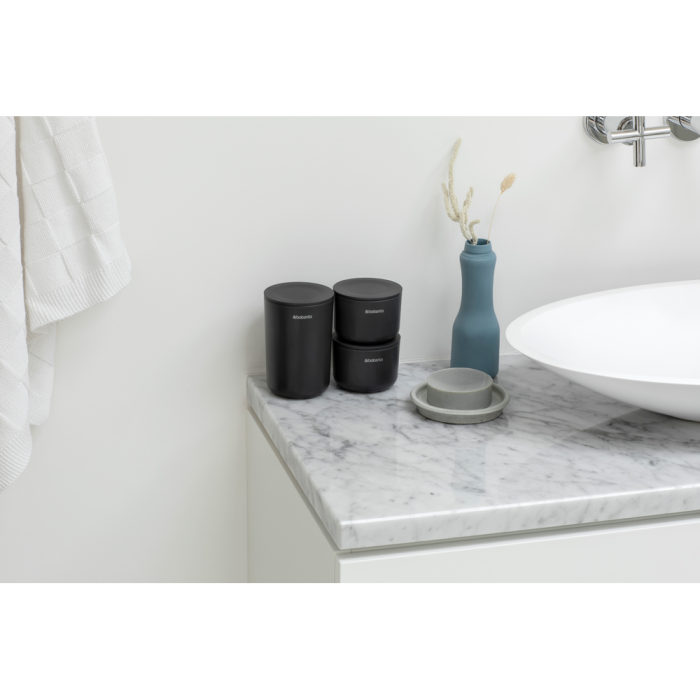 Brabantia set 3 lončkov za kopalnico siv