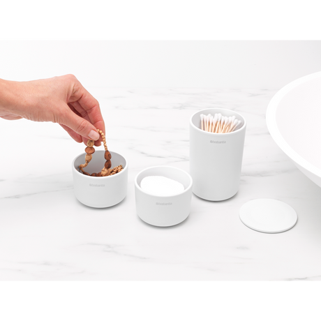 Brabantia set 3 lončkov za kopalnico bel