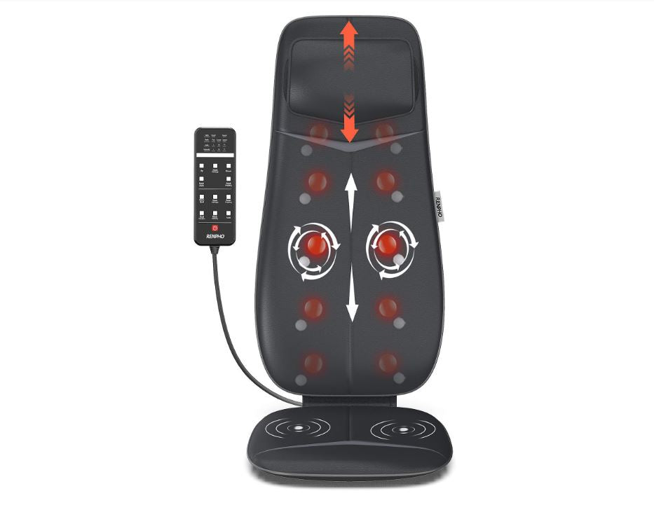 RENPHO Ergonomska masažna blazina za hrbet, vrat in glavo črna