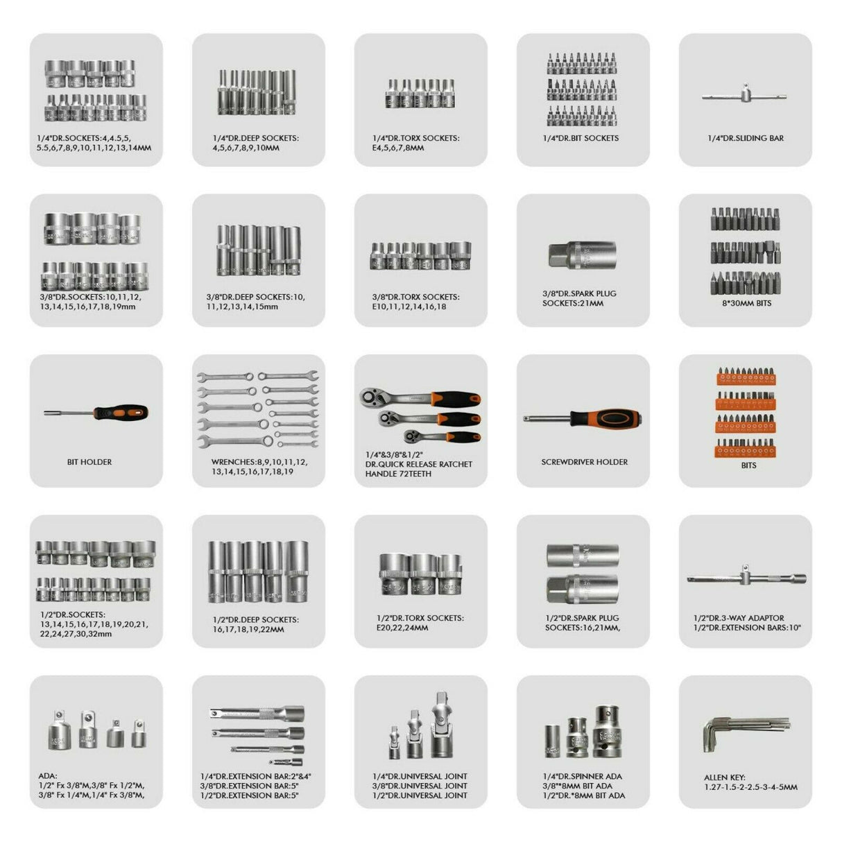VonHaus garnitura orodja 215-delna