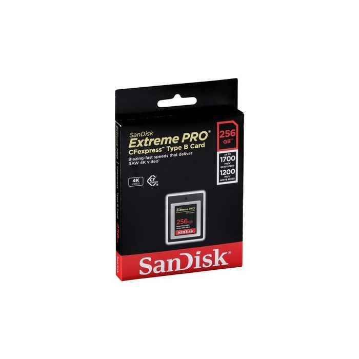 SanDisk Extreme PRO CFexpress Tip B, 256GB, 1700MB/s Branje, 1200MB/s Zapisovanje