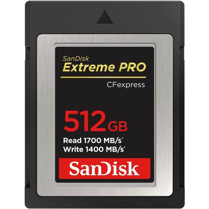 SanDisk Extreme PRO CFexpress tip B, 512GB, 1700MB/s Branje, 1400MB/s Pisanje