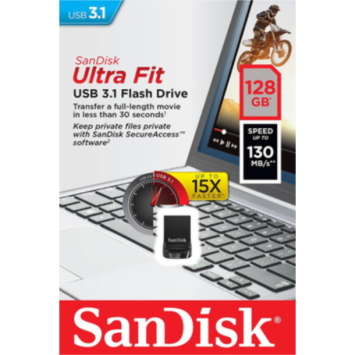 SanDisk 128GB Ultra Fit USB-A 3.2 Gen 1 USB ključ