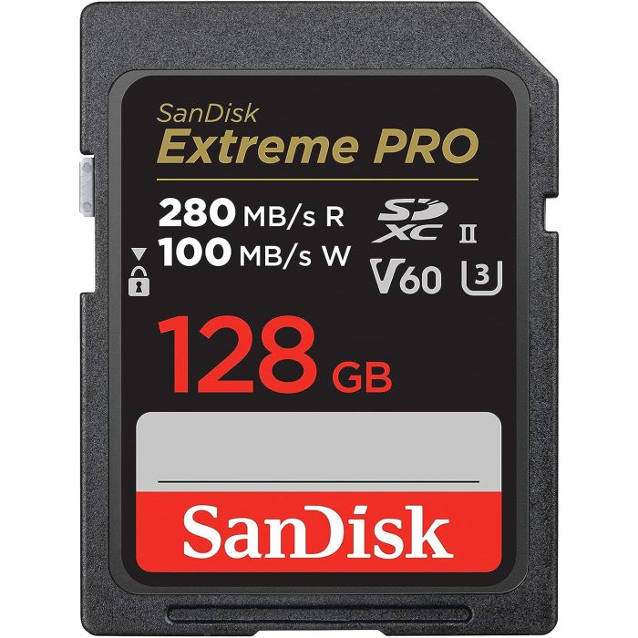 SanDisk Extreme PRO 128GB V60 UHS-II SD, 280/100MB/s,V60,C10,UHS-II