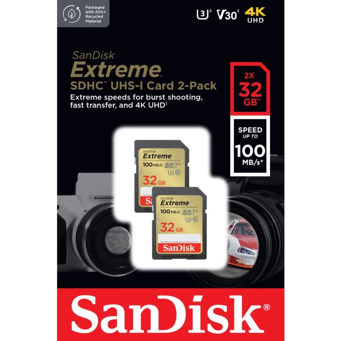 SanDisk Extreme 32GB SDHC spominska katica+ 1 leto RescuePRO Deluxe up to 100MB/s & 60MB/s Branje/Za