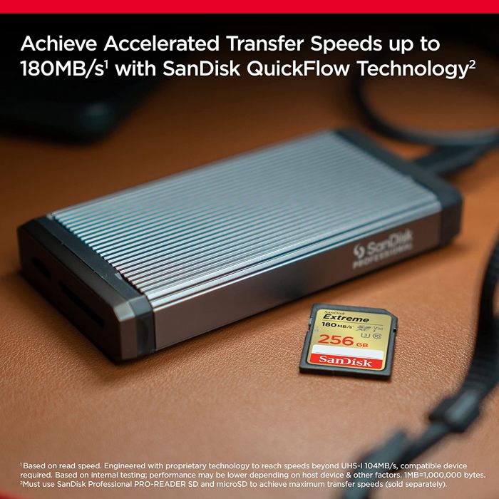 SanDisk Extreme 256GB SDXC Memory Card + 1 year RescuePRO Deluxe up to 180MB/s & 130MB/s Read/Write
