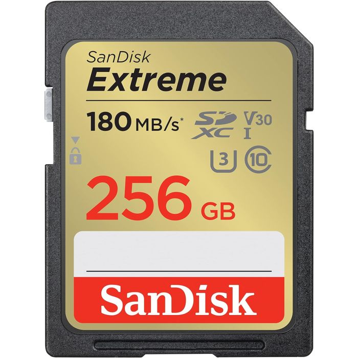 SanDisk Extreme PLUS 256GB SDHC Mspominska kartica 180MB/s in 130MB/s branje/pisanje, UHS-I, Class 1