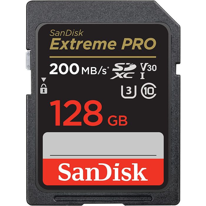 SanDisk Extreme PRO 128GB SDXC spominska kartica 200MB/s & 90MB/s Branje/Pisanje UHS-I, Class 10, U3