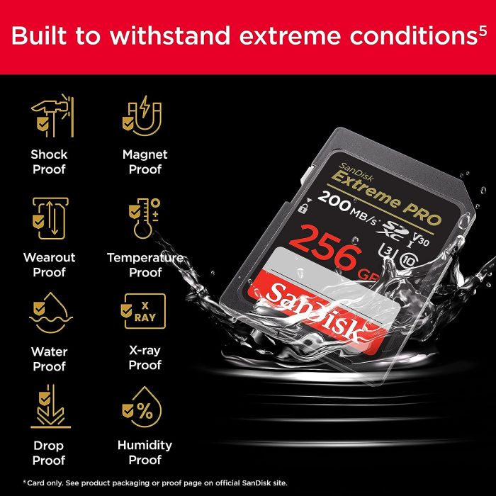 SanDisk Extreme PRO 256GB SDXC+ 2 leti RescuePRO Deluxe do 200MB/s & 140MB/s branje/zapisovanje, UHS