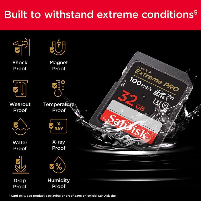 SanDisk Extreme PRO 32GB SDHC+ 2 leti RescuePRO Deluxe do 100MB/s branje, 90MB/s zapisovanje UHS-I,