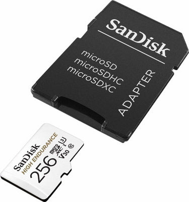SanDisk High Endurance video microSDHC 256GB + SD Adapter Full HD / 4K video, do 100/40 MB/s C10, U3, V30