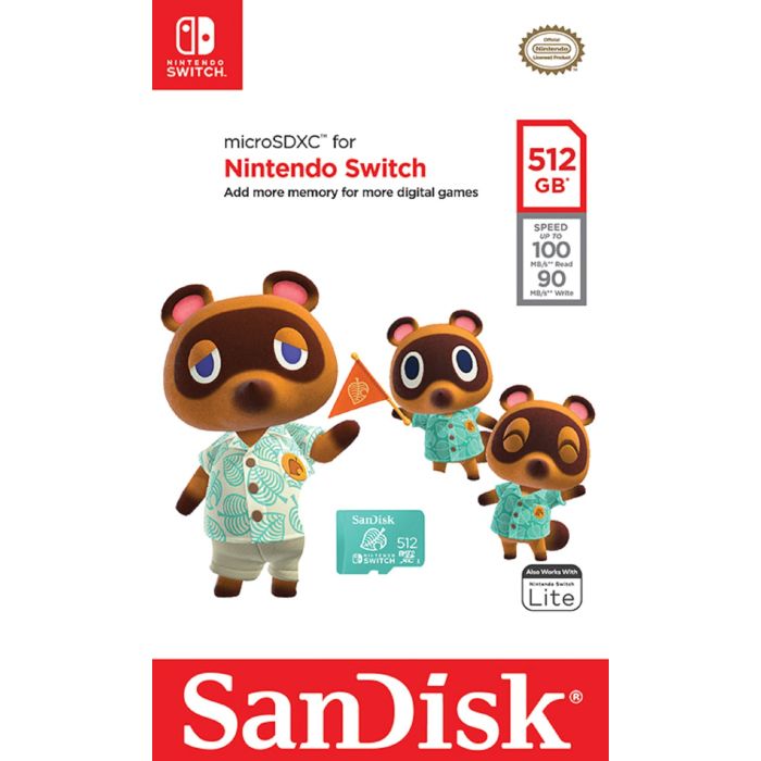 SanDisk microSDXC za Nintendo Switch 512GB, do 100MB/s branja, 90MB/s pisanja, U3, C10, A1, UHS-1